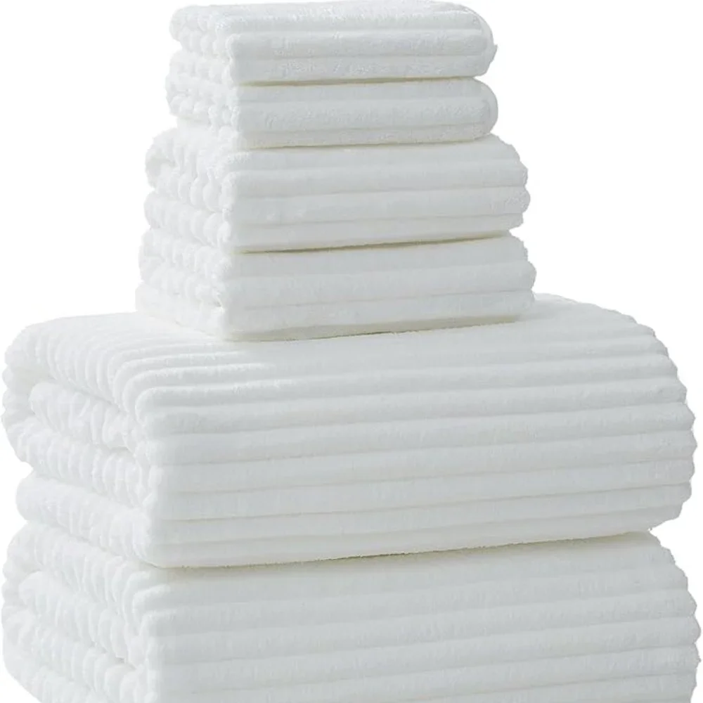 NALIVO 6-Piece Towel Set | NWT | Oversized Bath Sheets | Classic White